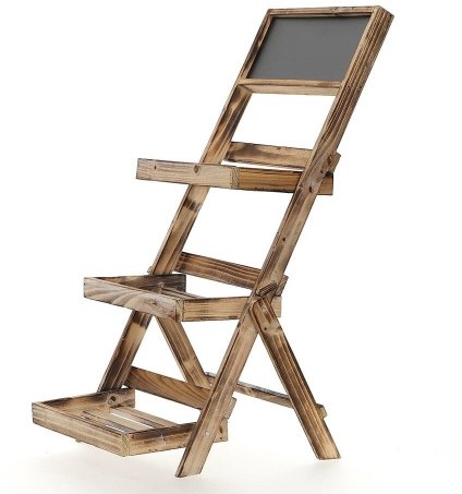 Drewniany stojak na kwiaty KWIETNIK drabinka półka kolor Naturalny