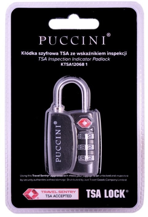 Puccini Kłódka szyfrowa TSA ze wskaźnikiem inspekcji KTSA-12068 czarna KTSA-12068 1