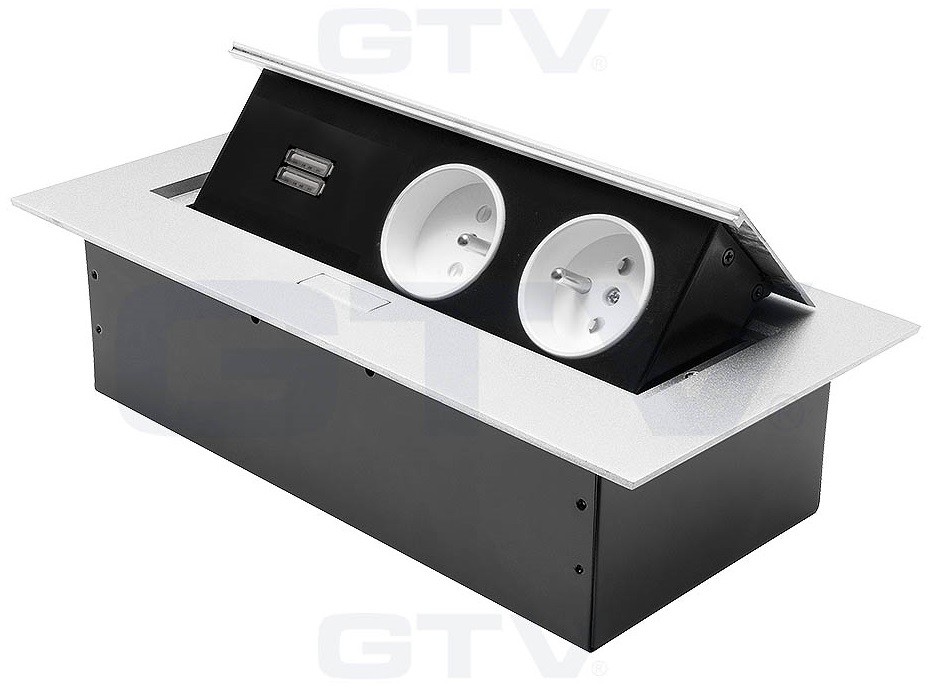 GTV Gniazda wpuszczane w blat 2x230V 2xUSB AE-PBU2GU-20 AE-PBU2GU-20