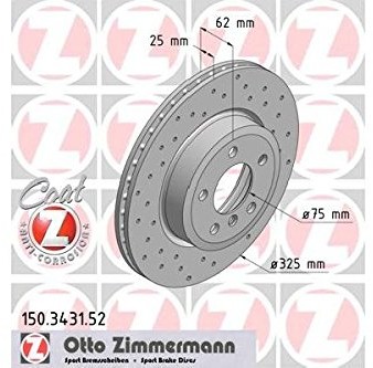 ZIMMERMANN 150.3431.52 hamulce z przodu,, perforowane, sport Coat z 150.3431.52