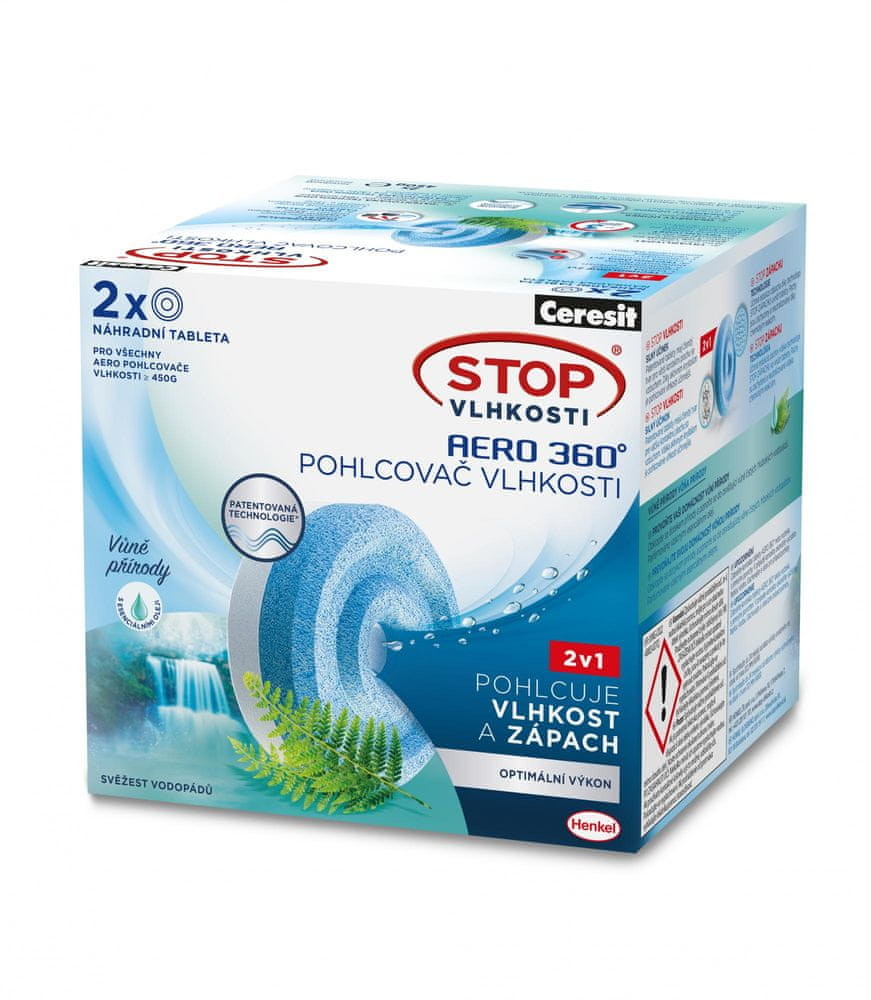 Ceresit tabletki zapasowe STOP Wilgoci AERO 360° Świeżość wodospadu 2x450g
