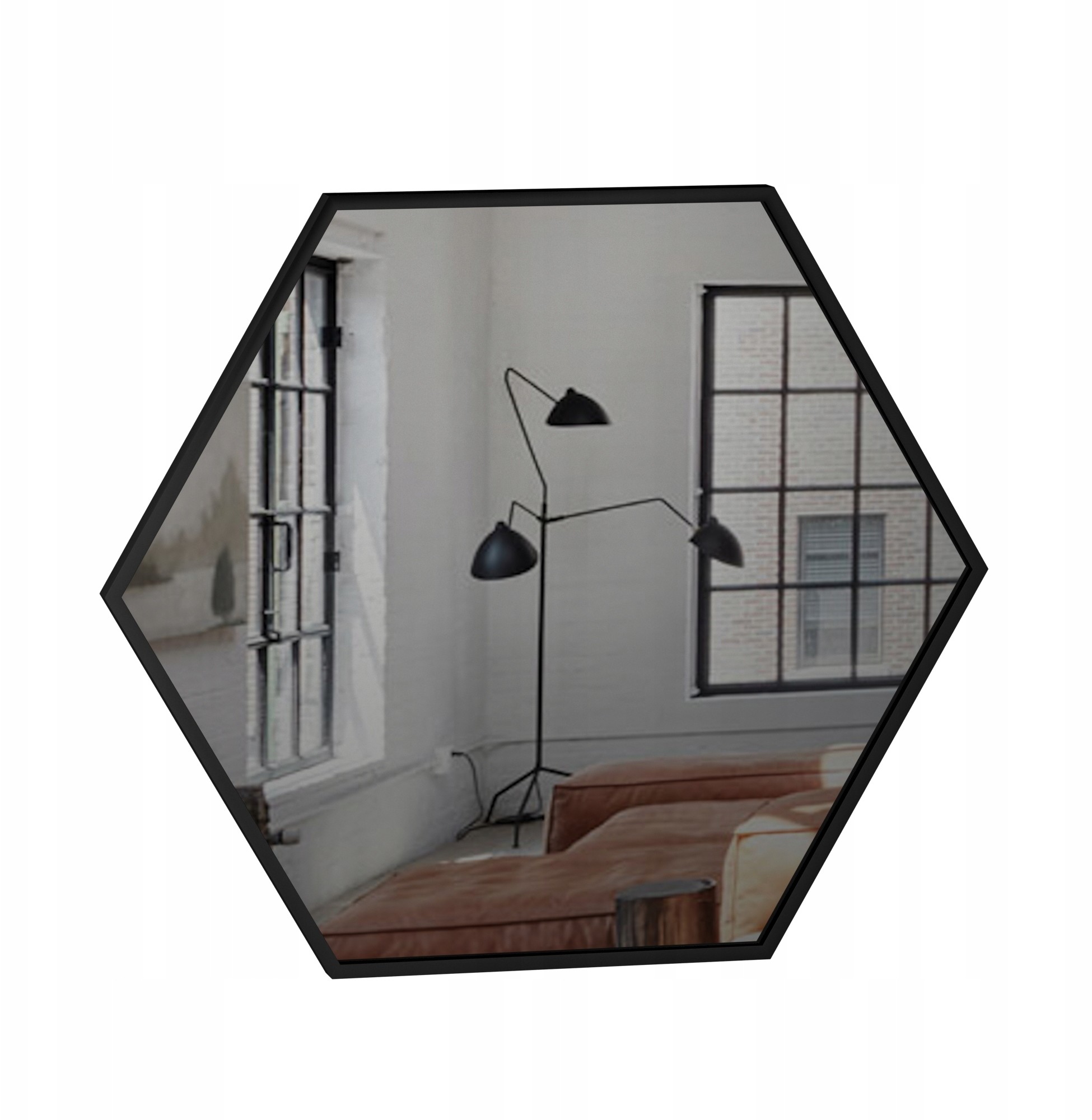 Lustro Hexagon styl skandynawski 80 cm