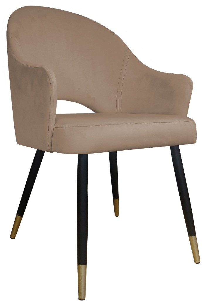 Atos Krzesło JENISEJ VELVET GOLD beżowe na czarno złotych nogach do salonu VELVETGOLD-MG06