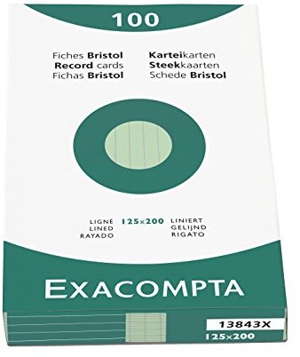 Exacompta Exacompta Bristol wyplatane karty płytowe 125 x 200 mm - zielone, opakowanie 100 sztuk 13843X