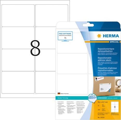 Herma Etykieta adresowa A4 99,1x67,7mm biały 25 arkuszy HR0198