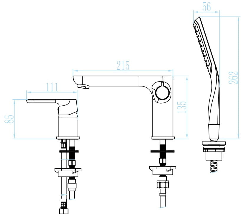 Kuchinox Bateria wannowa 3-otw. biała DIMA BQD 613D