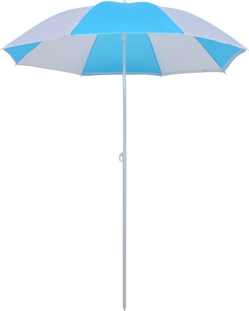 vidaXL Parasol plażowy niebiesko-biały 180 cm tkanina 47807