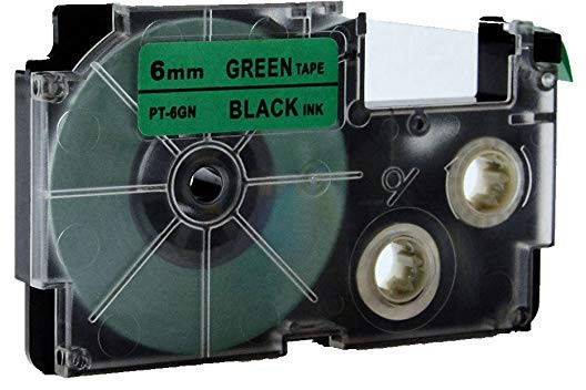 Zdjęcia - Papier Casio Taśma zamiennik  XR-6GN1, 6mm x 8m czarny druk / zielony podkład 