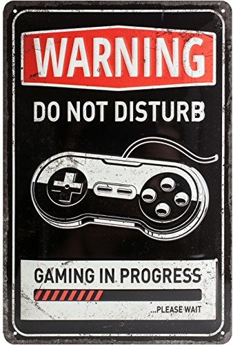Art Nostalgic 22264, uwaga, grać w gry, Progress, blaszana tabliczka 20 x 30 cm 22264
