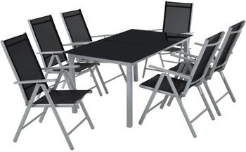 TecTake Komplet ogrodowy z aluminium stół i 6 krzeseł jasnoszary 402167