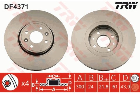 TRW Tarcza hamulcowa DF4371