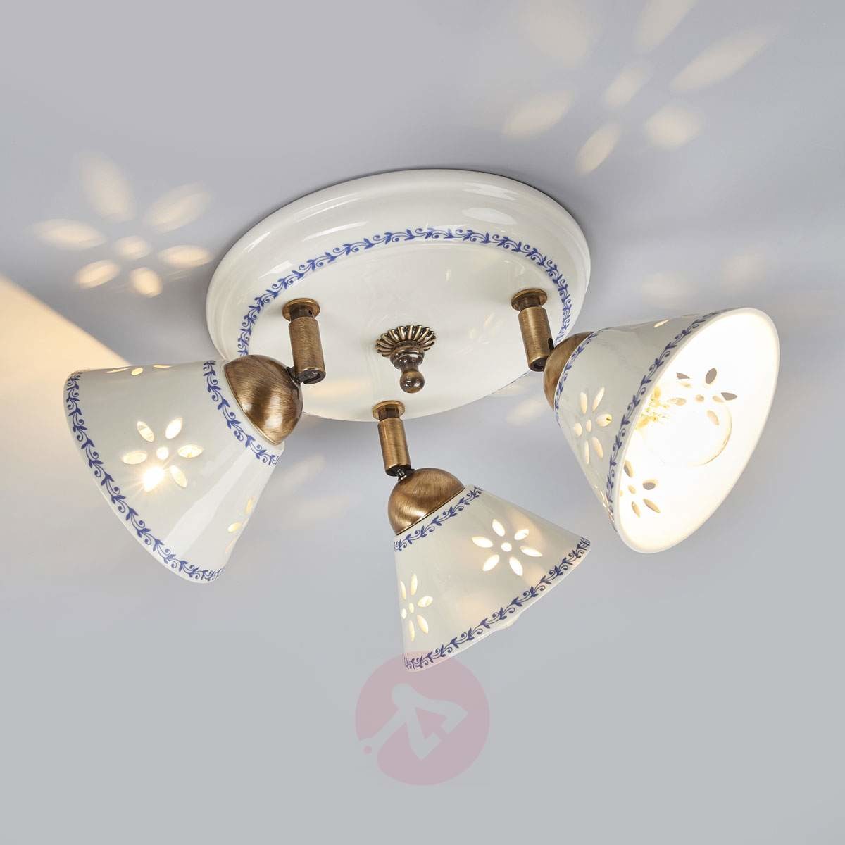 Lampa sufitowa NONNA z białej ceramiki 3 punktowa