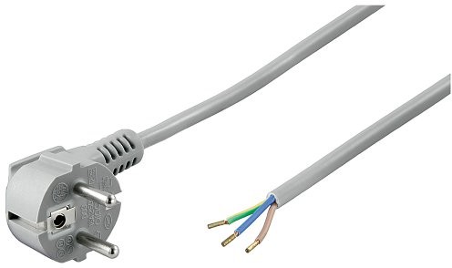 Wentronic przewód zasilający kątowy (wtyczka z zestykiem ochronnym na 3 luźne końce kabli) 2 m Szary 4040849500824