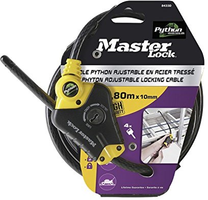 Master Lock przewód 8433eurdpf Python 1,80 m X 10 MM + żółtą głowa zamykających (New Design) LKM8433
