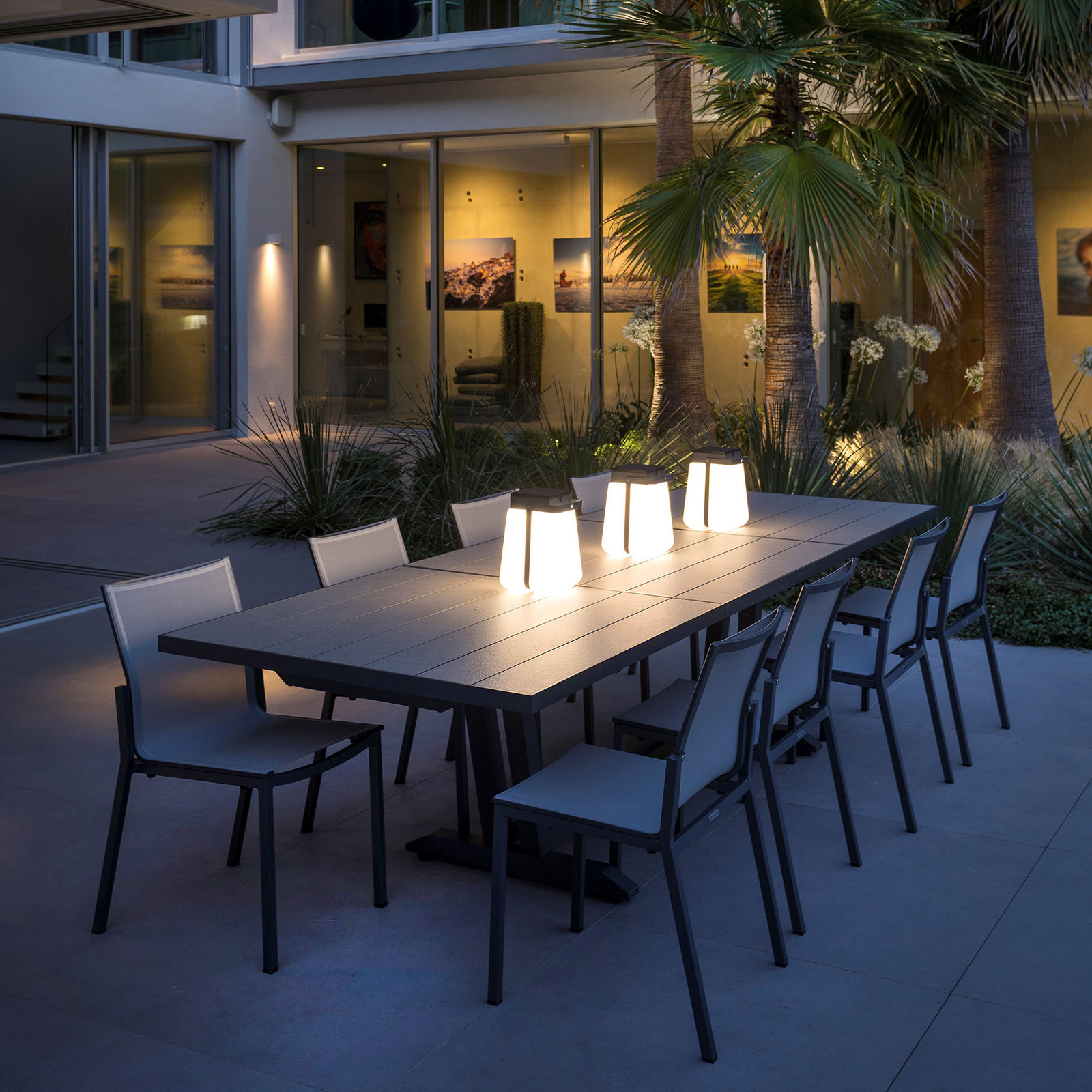 LES JARDINS Latarnia solarna LED Bump 300 przenośna, szara