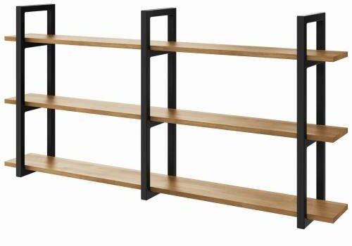 S&w Design Półka wisząca Industrial Loft D3 160-200cm Metal i Dąb PW30002080DR