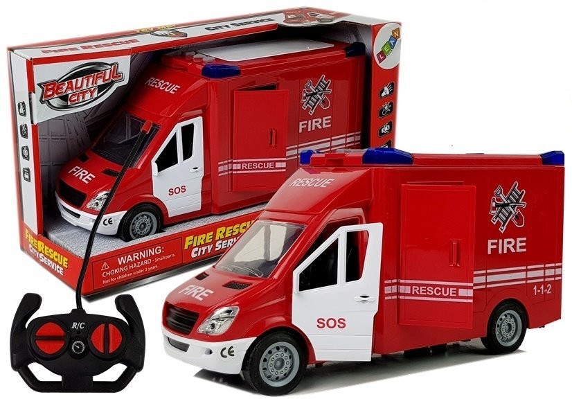 Import LEANToys Wóz Strażacki z Napędem Frykcyjnym Dźwiękiem Otwierane Drzwi