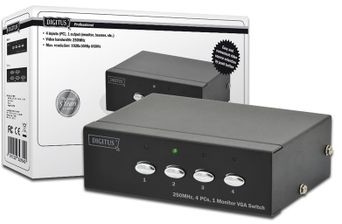 Digitus Przełącznik/Switch VGA 250MHz 1280x1024p 4-portowy DS-45100-1 DS-45100-1