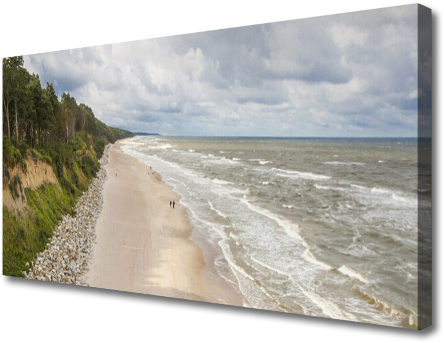 PL Tulup Obraz na Płótnie Plaża Morze Drzewo Natura 100x50cm