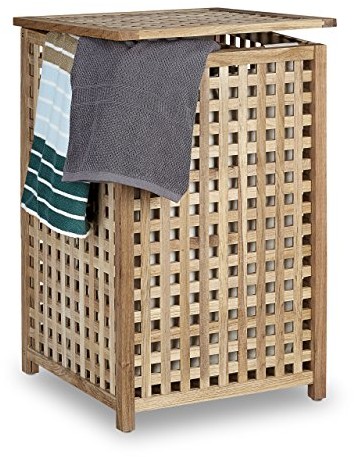 Relaxdays Torba na pranie orzech włoski  skrzynia na pranie worek z pokrywą HBT 67,5 x 45,7 x 45,7 cm pranie Sorter torba na pranie skrzynia na pranie pudełko pudełko drewniane z lnu kosz na pranie z w 10020150