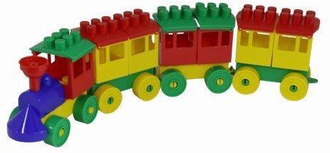 POLESIE Polesie 36711 Klocki Lokomotywa z trzema wagonami w siatce