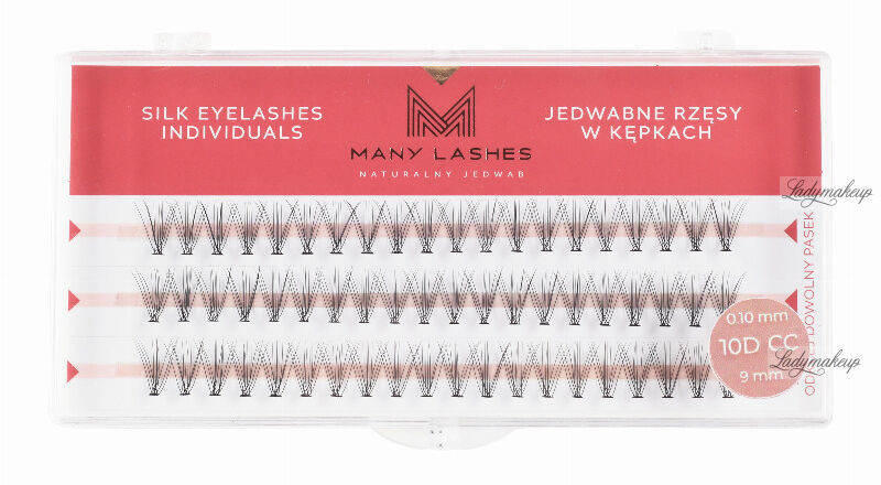 Many Beauty Many Beauty - Many Lashes - Silk Eyelashes Individuals - Jedwabne rzęsy w kępkach - 10D - 0,10 Standard - DCC-9mm