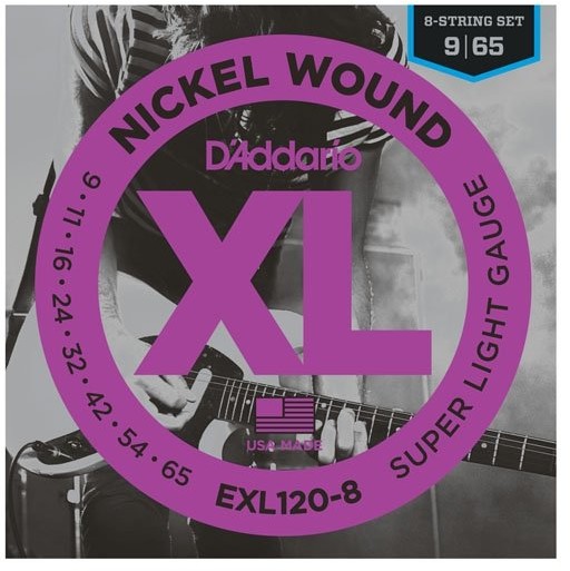 D'Addario EXL120  8 Nickel Wound 8-String Super Light 9  65 EXL120-8
