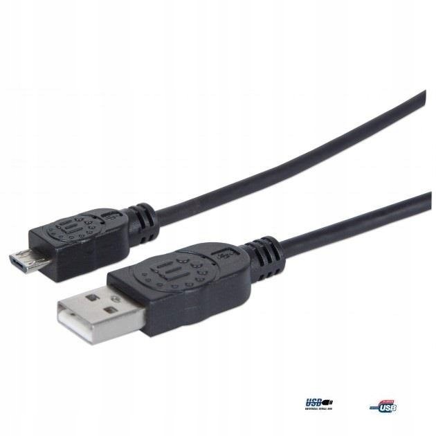 Manhattan Kabel Usb 2.0 A-Micro B M/M 1,8m, czarny