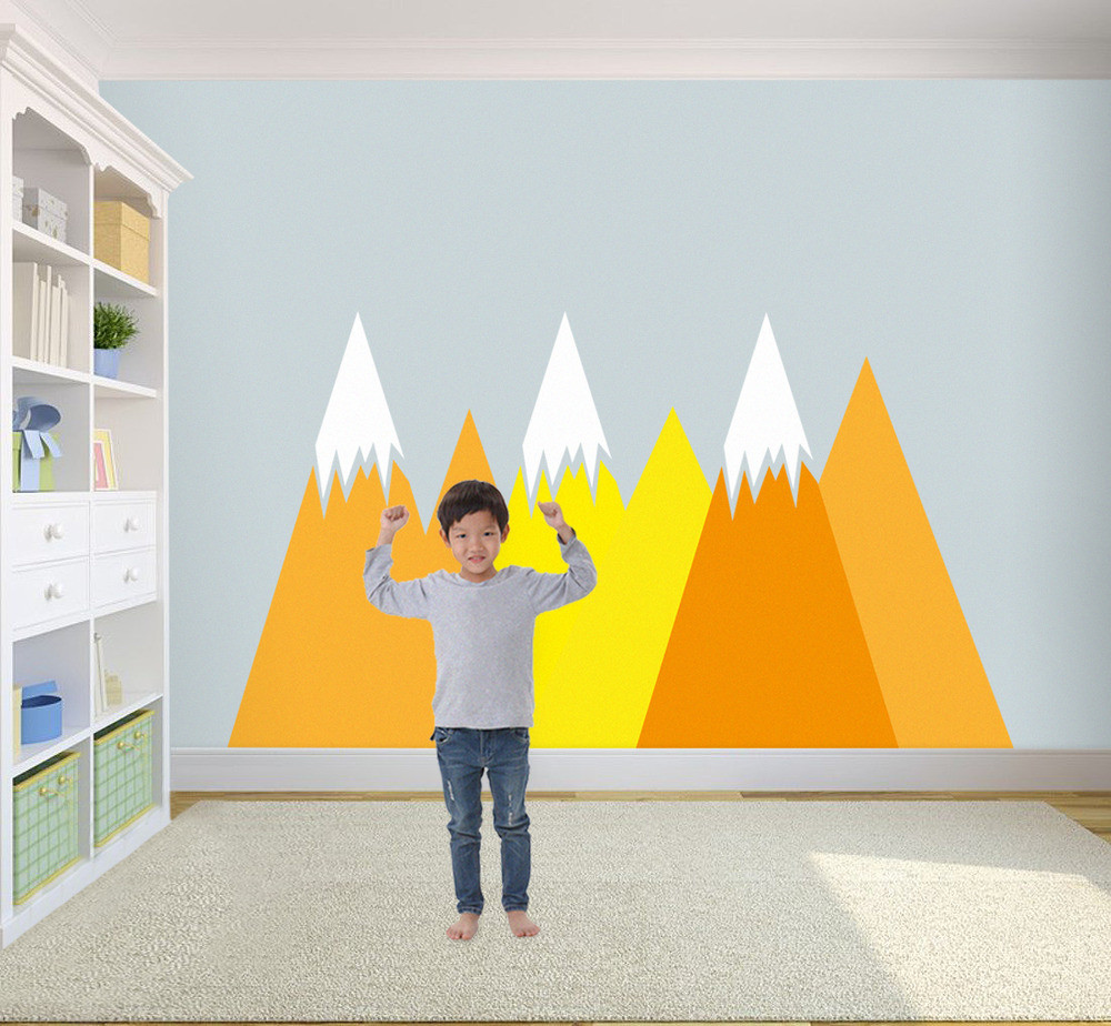 Coloray.pl Naklejki na ścianę Jaskrawożółte Góry BubbleFree