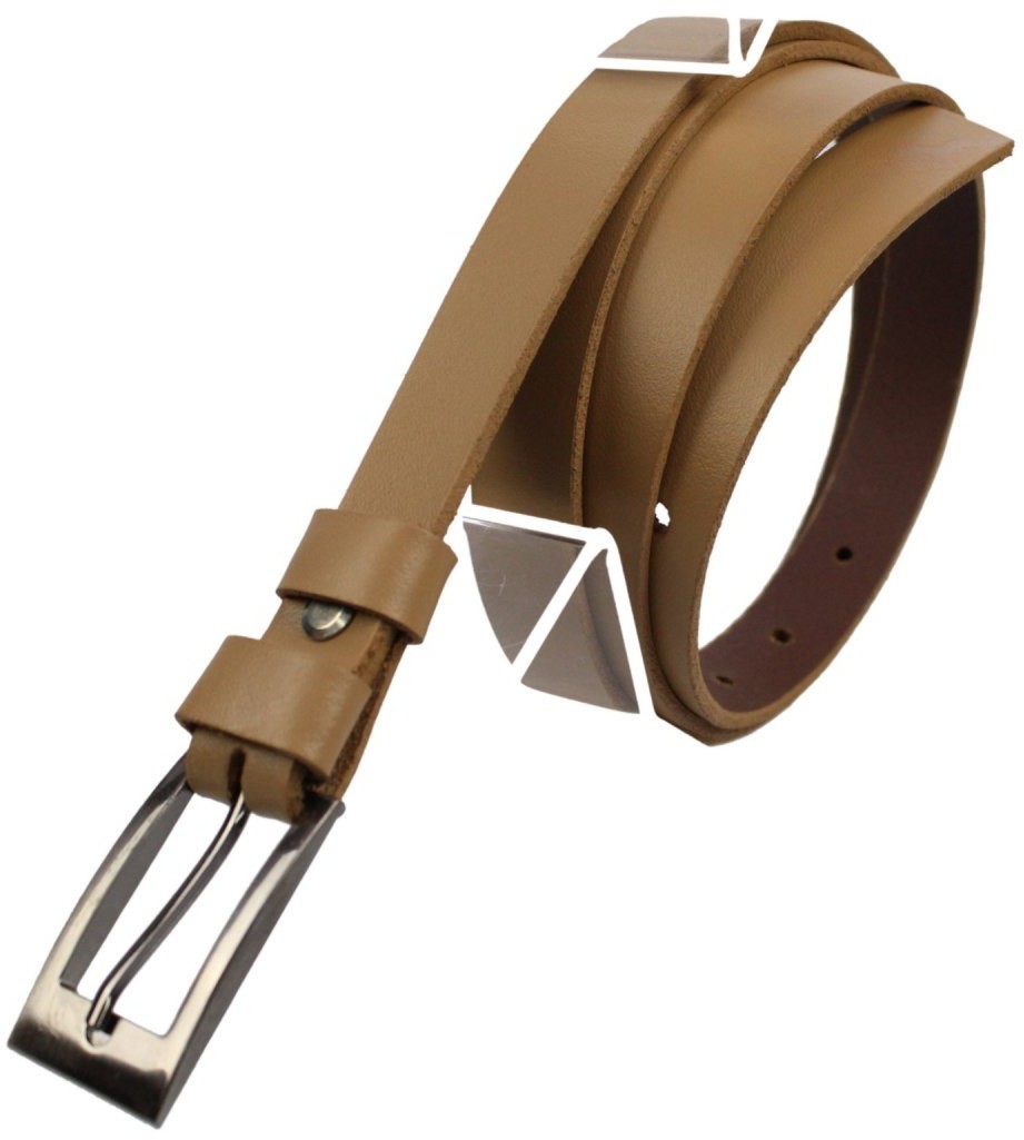 Complex (PL) Pasek Damski Skórzany Gładki (PL) 20 mm CIEMNY CIELISTY Wąski