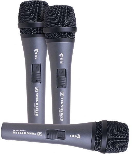 Sennheiser e835-S3-PACK - 3 MIKROFONY DYNAMICZNE WOKALOWE KARDIOIDALNE Z WYŁĄCZNIKIEM 13121