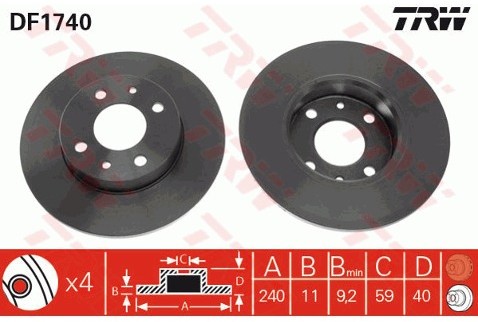 TRW Tarcza hamulcowa DF1740