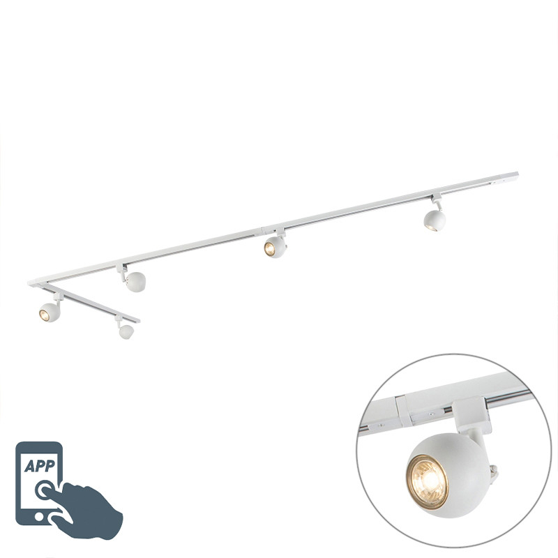 QAZQA Inteligentny 1-fazowy system szynowy z 5 WiFi GU10 biały - Gissi