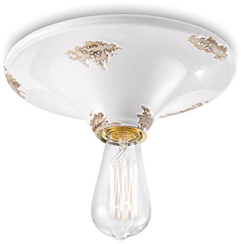Ferroluce Retr ferroluce retro C134 VIB lampa sufitowa w stylu vintage, ceramika, biały błyszczący, 77 Watts, 25 x 9 cm C134-VIB