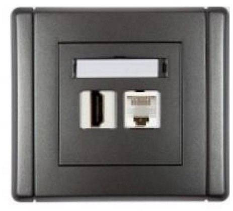 Karlik Gniazdo Pojedyncze HDMI + gniazdo Komputerowe poj. 1xRJ45, kat. 5e, 8-stykowe g