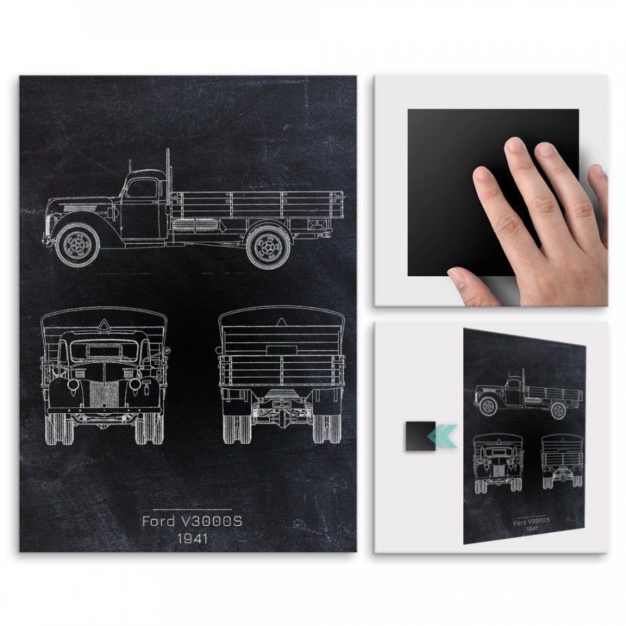 Pix4home Plakat metalowy Ford V3000S Projekt Blackboard M POS-M-02842