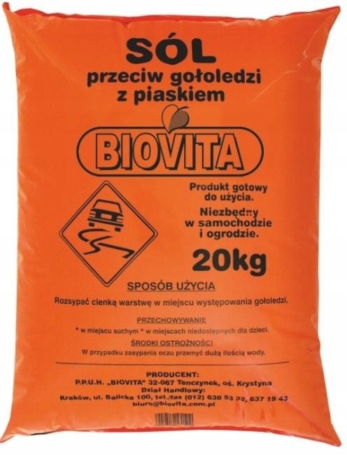 Sól drogowa z piaskiem na gołoledź, lód 20kg