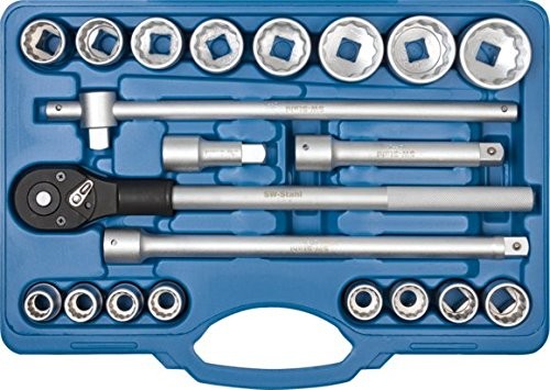 SW-Stahl SW-Stal komplet kluczy nasadowych dwunastu kant, 21-częściowy 20 MM (3/4), 07663l