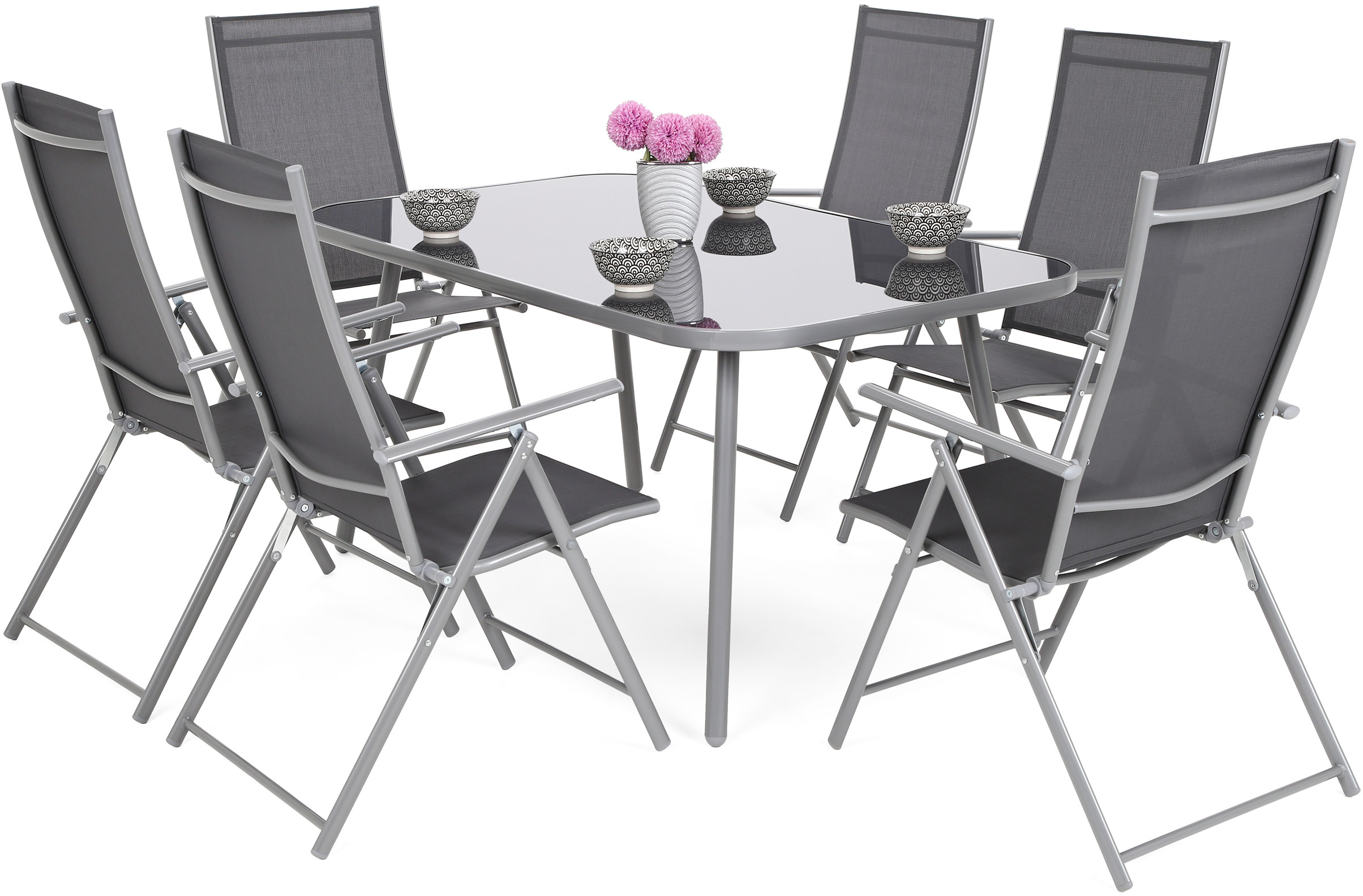 HOME & GARDEN Meble ogrodowe metalowe Casablanca 145 cm Silver / Grey 6+1 610410