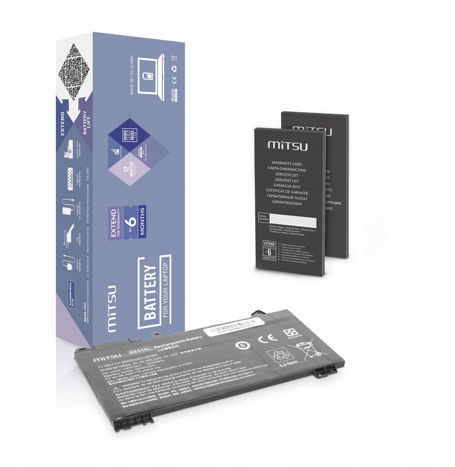 Mitsu * Bateria do Hp ProBook HSTNN-DB9A RE03XL