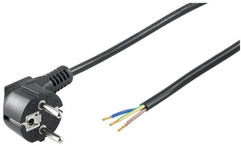 Wentronic przewód zasilający kątowy (wtyczka z zestykiem ochronnym na 3 luźne końce kabli) 2 m Czarny 1 szt. 4040849500831