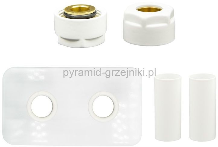 Vario Term Zestaw maskujący rozety + tuleje + złączki Cu/Pex x GW3/4 - białe instalacja miedziana -CU rozeta prostokątna ZMRP2M15X3/4/06