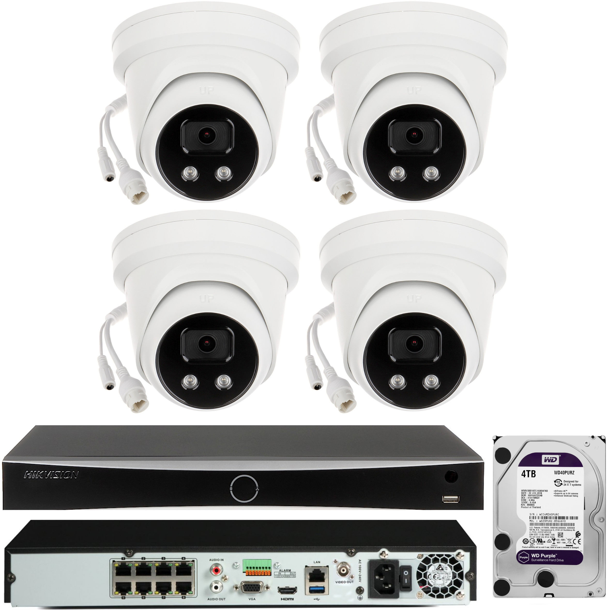 Hikvision Zestaw do monitoringu AcuSense 4 Kamery IP 8 Mpx