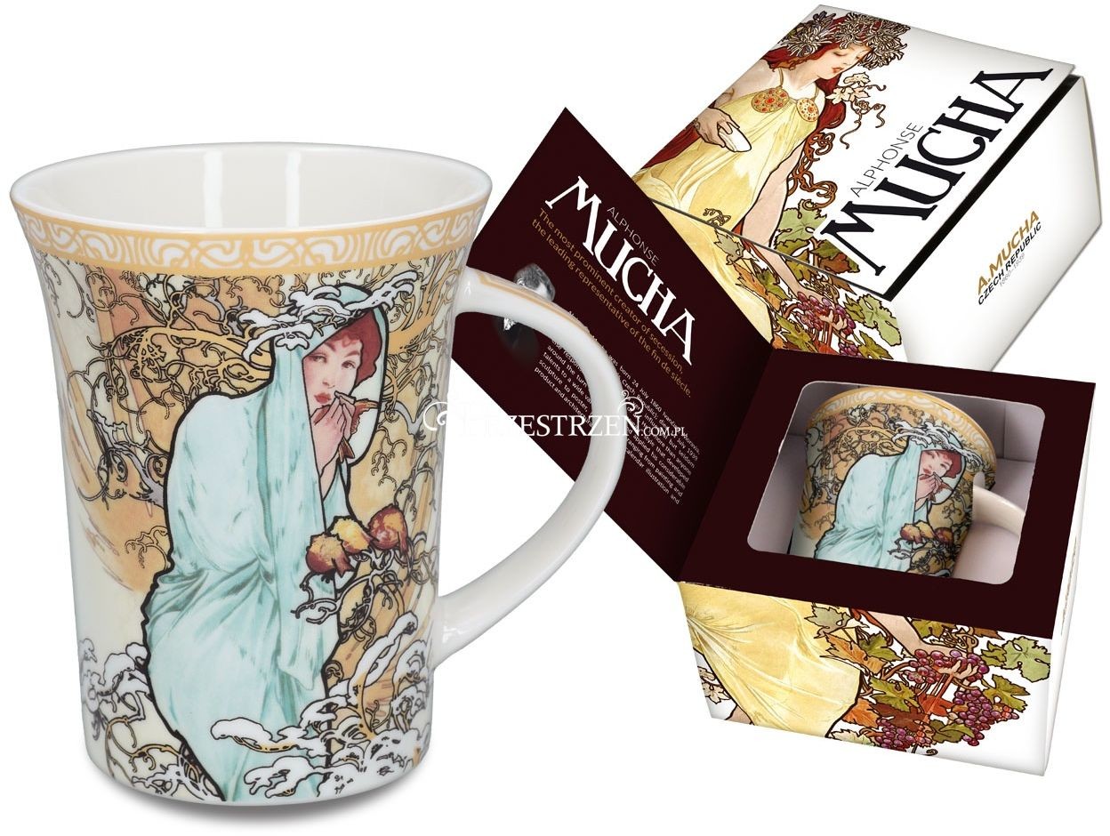 Carmani KUBEK PORCELANOWY ALFONS MUCHA - ZIMA