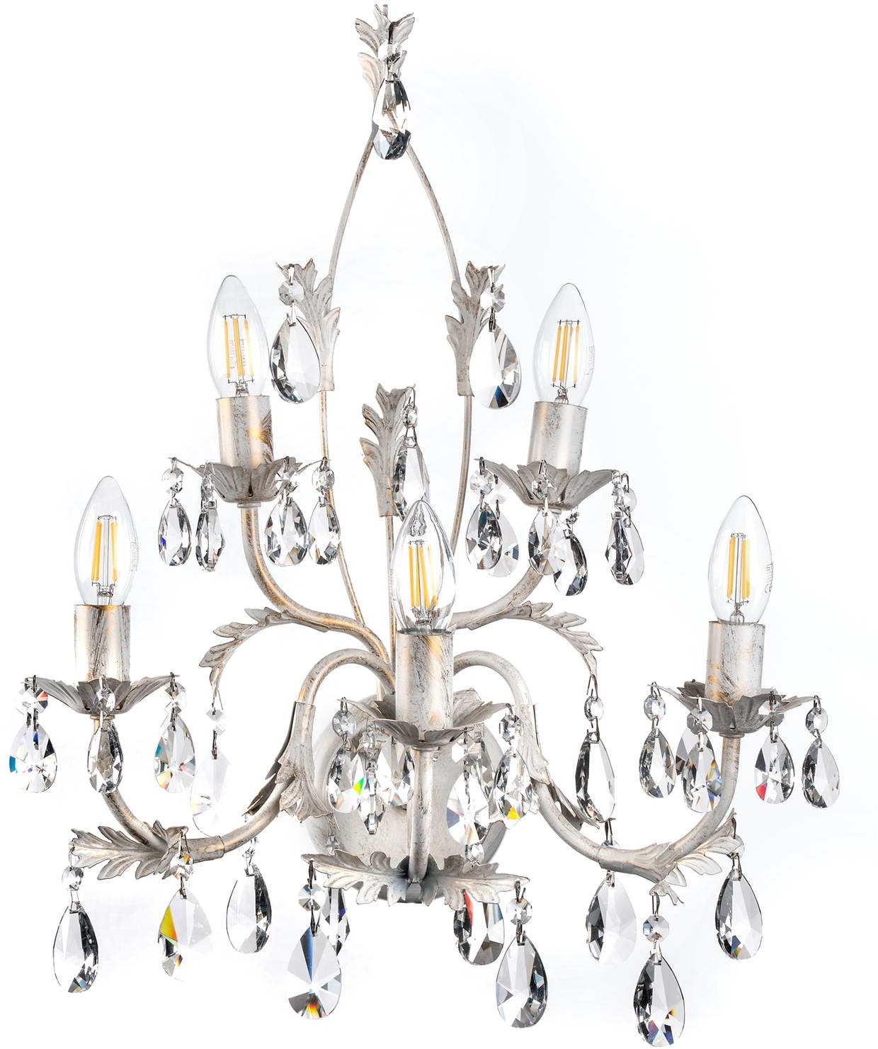 Euluna Kryształowy kinkiet Teresa, kość słoniowa, 5-pkt.