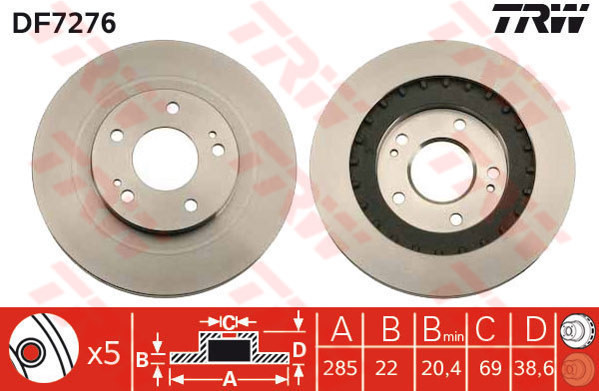 TRW Tarcza hamulcowa DF7276