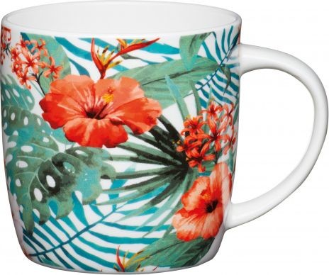 NoName kubek Jungle 425 ml porcelana biały/zielony/pomarańczowy twm_922396
