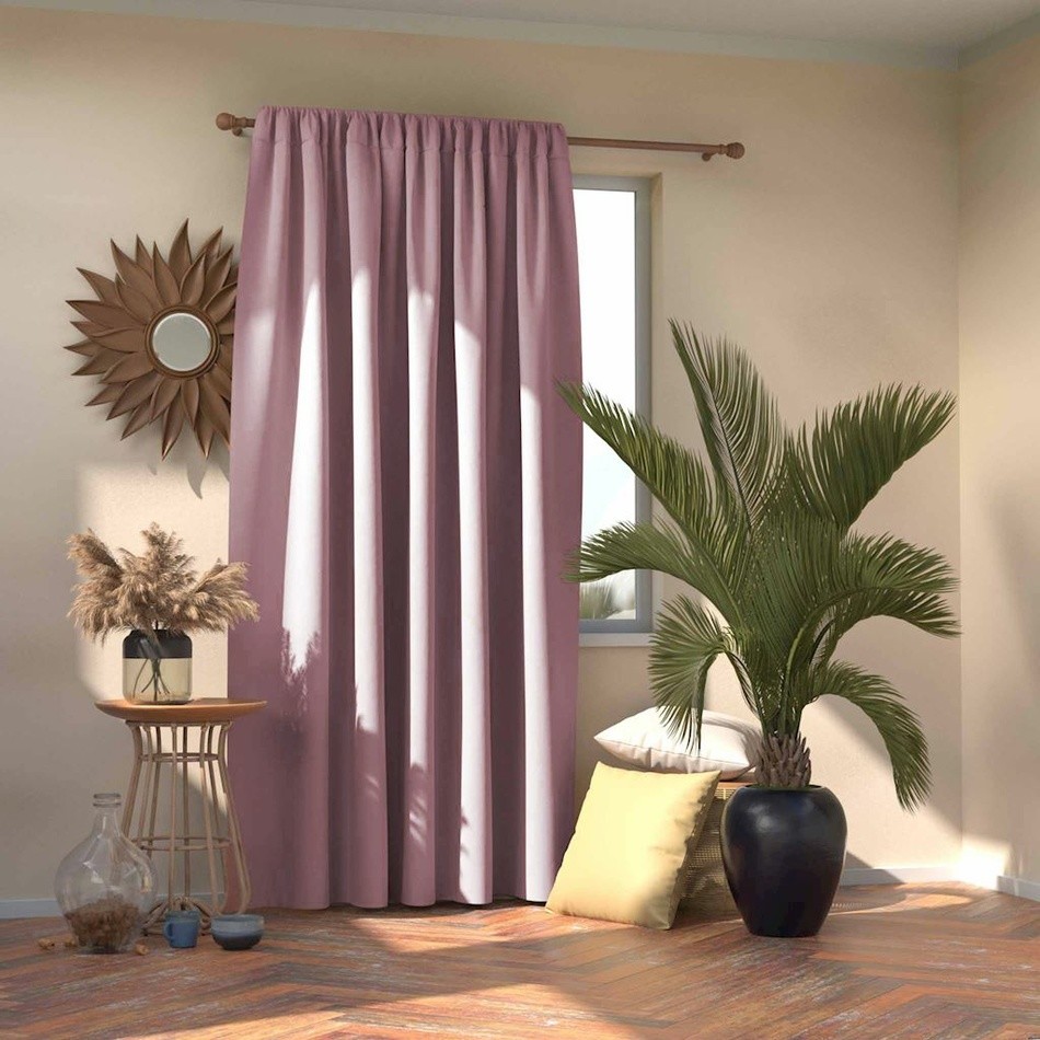 AmeliaHome Zasłona Blackout Oxford Pleat różowy, 140 x 245 cm