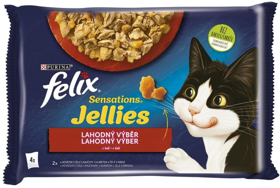 Purina Felix karma dla kota Sensations Jellies z wołowiną i kurczakiem w pysznej galarecie 12(4x85g)