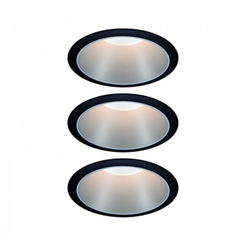 Paulmann Zestaw Oprawa wbudowana Cole Coin 3st ś okr stała LED3x6,5W 2700K 230V Cz/Srebrny-mat/twszt 93408